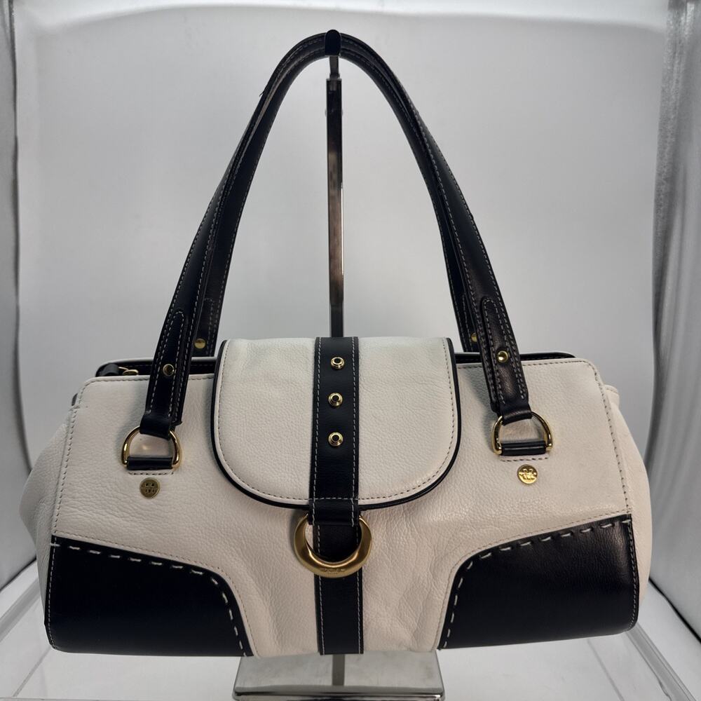 Double M Milano Navy And White Leather? Double Handle Doctors Handbag